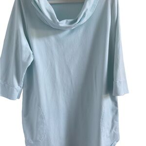 INAE Collection Ladies wide Collar Loose Fit Aqua Color Top. SZ XL